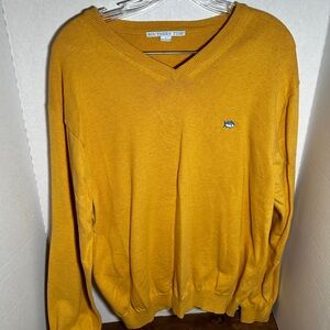 Southern Tide Unisex Yellow 100% Pima Cotton V-Neck Pullover Sweater Size Large